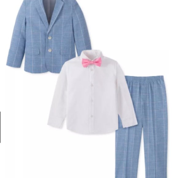 Nautica 4-pc little boys. Blue Windowpane suit set - Picture 3 of 5